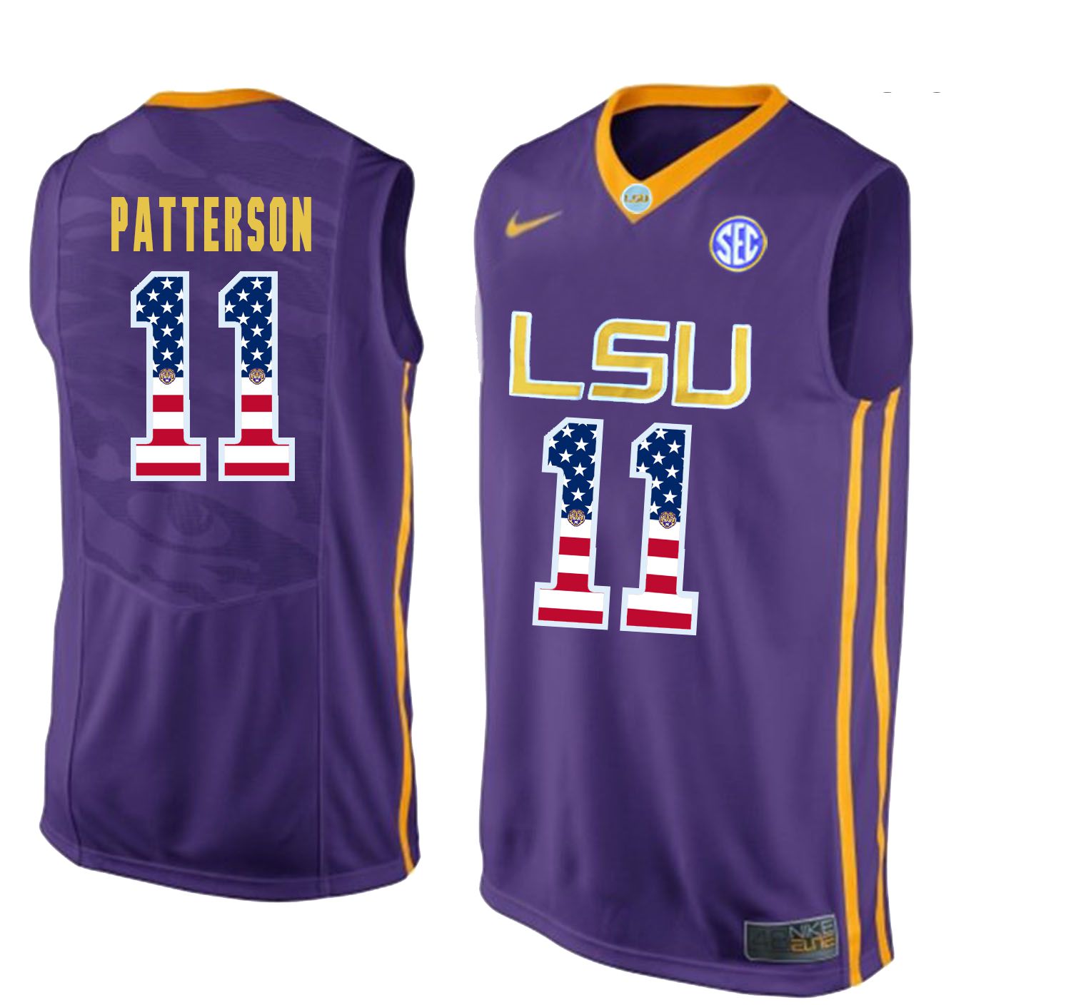 Men LSU Tigers #11 Patterson Purple Flag Customized NCAA Jerseys->customized ncaa jersey->Custom Jersey